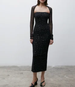 Galaxy Dress and Shrug in Black and Gold