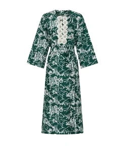 Garden Toile Embellished Long Dress in Ivy