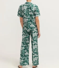 Garden Toile Embellished Camp Shirt in Ivy