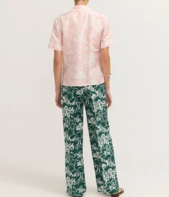 Garden Toile Embellished Camp Shirt in Peony