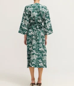 Garden Toile Embellished Long Dress in Ivy