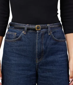 Georgia Slim Belt in Black with Gold