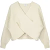 Gia Cashmere and Merino Cross Wrap Sweater in Ivory