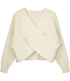 Gia Cashmere and Merino Cross Wrap Sweater in Ivory