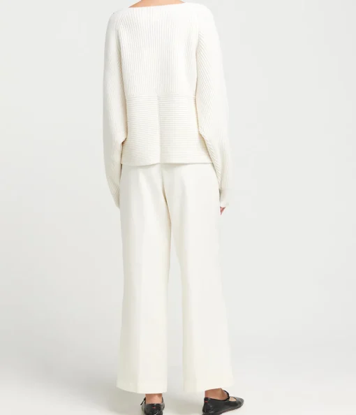 Gia Cashmere and Merino Cross Wrap Sweater in Ivory