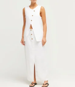 Gigi Asymmetric Gillet in Ivory