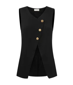 Gigi Asymmetric Vest in Black