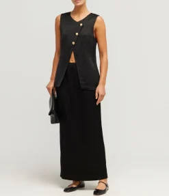 Gigi Asymmetric Vest in Black