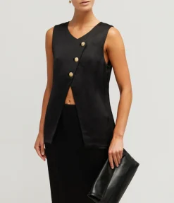 Gigi Asymmetric Vest in Black