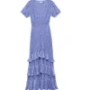 Gilly Tiered Dress in Slate Blue