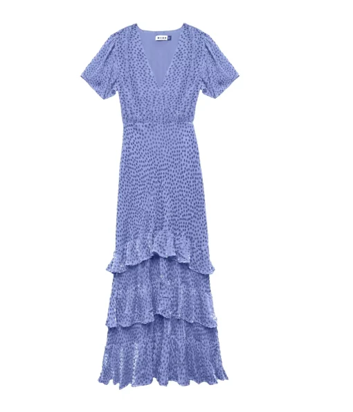 Gilly Tiered Dress in Slate Blue