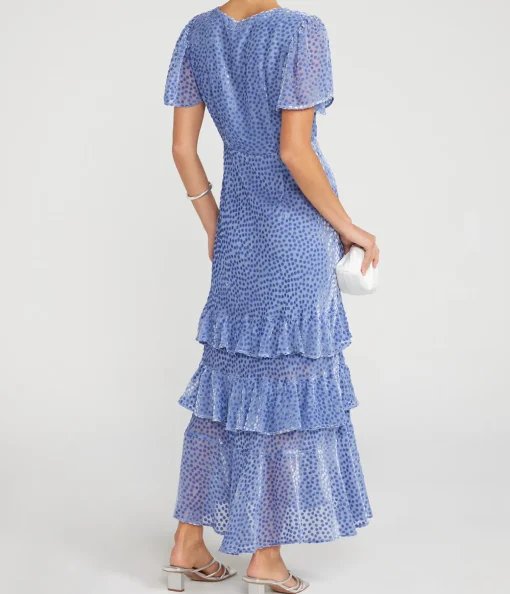 Gilly Tiered Dress in Slate Blue