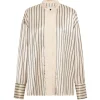 Gio Thin Triple Stripe Silk Shirt in Black and Ecru