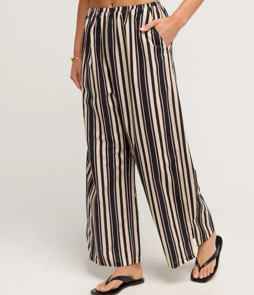 Giulia Silk Blend Pant in Cinque Stripe