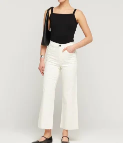 Grace High Rise Wide Leg Crop in White