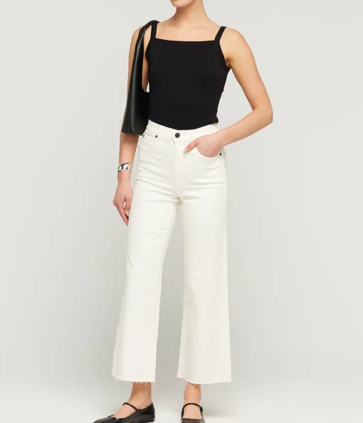 Grace High Rise Wide Leg Crop in White