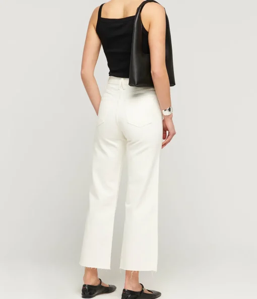 Grace High Rise Wide Leg Crop in White