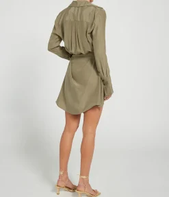 Gravia Silk Long Sleeve Dress in Cumin