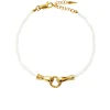 Harris Reed In Good Hands Mini Beaded Gemstone Bracelet in Pearl and Gold