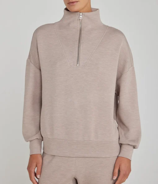 Hawley Half Zip Sweatshirt in Taupe Marle