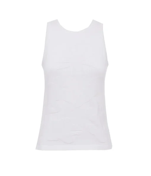 High Neck Knit Singlet in White