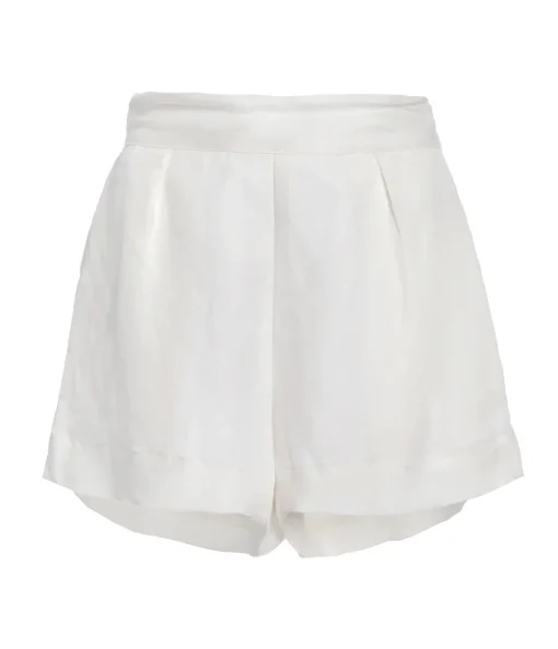 High Waisted Silk Linen Short in White