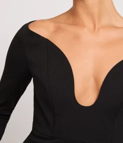 Isa Crepe Knit Midi Dress in Black