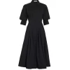 Jazz Pintuck Midi Dress in Black