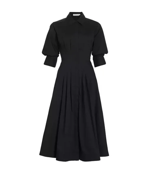 Jazz Pintuck Midi Dress in Black