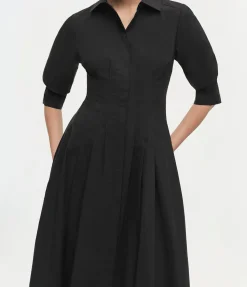 Jazz Pintuck Midi Dress in Black