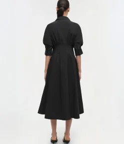 Jazz Pintuck Midi Dress in Black