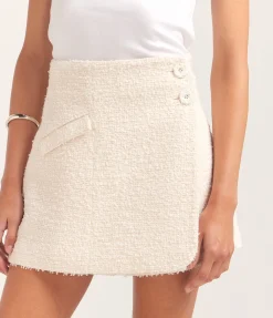 Jenna Tweed Skirt in Porcelain