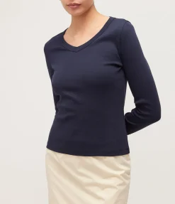 Jill Long Sleeve Tee in Navy