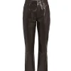 Jolene High Rise Slim Recycled Leather Pant in Chocolate