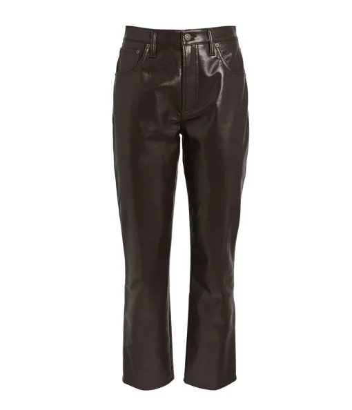 Jolene High Rise Slim Recycled Leather Pant in Chocolate