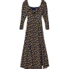Josephine Dress in Navy Abstract Wave