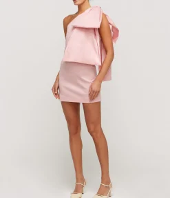 Josselin One Shoulder Mini Dress in Warm Pink