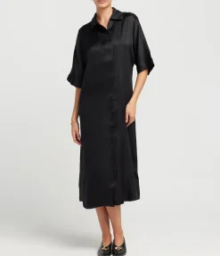 Julia Midi Silk Dress in Black