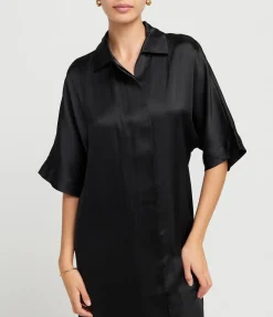 Julia Midi Silk Dress in Black