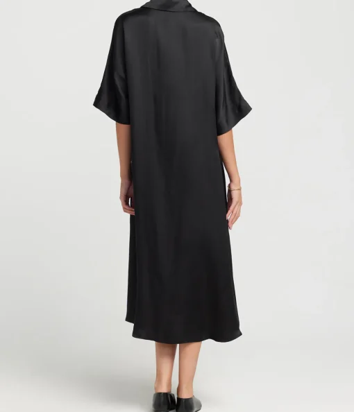 Julia Midi Silk Dress in Black