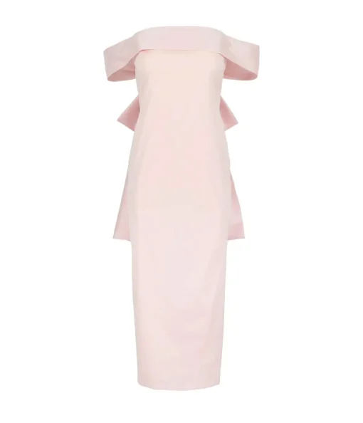 Julia Strapless Midi Dress in Blush Pink