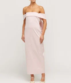 Julia Strapless Midi Dress in Blush Pink