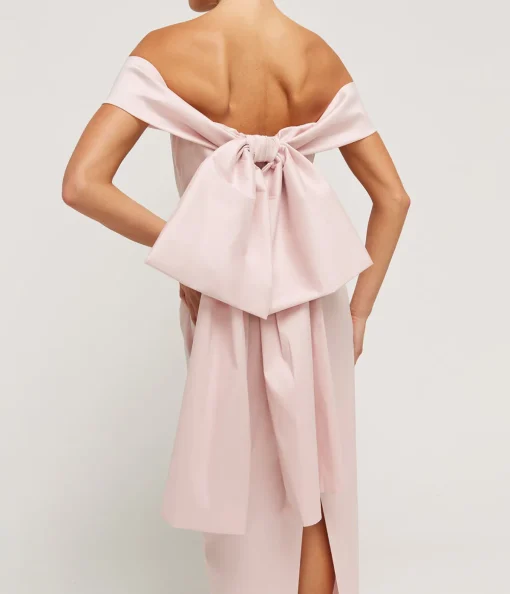 Julia Strapless Midi Dress in Blush Pink