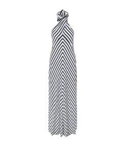 Julie Dress in White and Navy Stripe