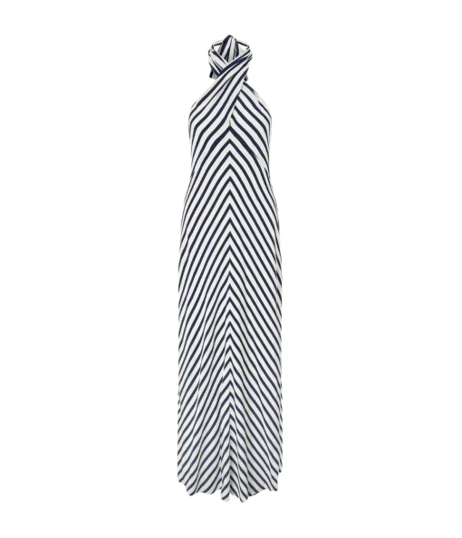 Julie Dress in White and Navy Stripe