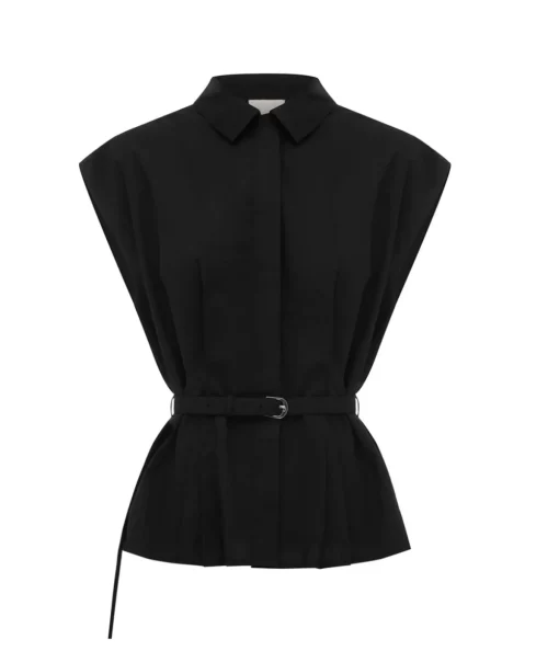 Juno Belted Shirt in Black