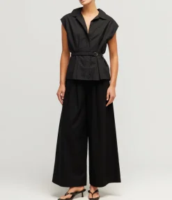 Juno Belted Shirt in Black