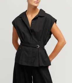 Juno Belted Shirt in Black