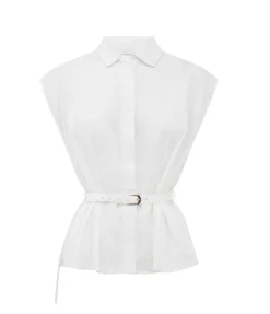 Juno Belted Shirt in White