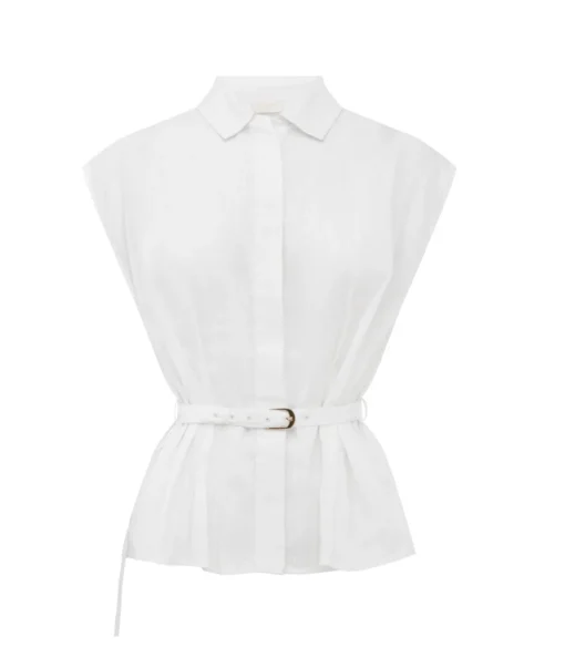 Juno Belted Shirt in White